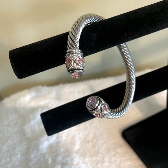 “Yurman INSPIRED” Cable Cuff Bracelet with Pink Stones - Picture 5 of 5